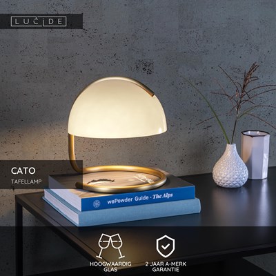 Lucide CATO - Tafellamp - Ø 23,5 cm - 1xE27 - Wit
